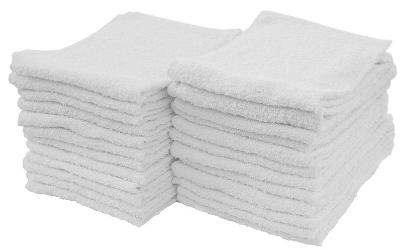 ST INC Multipurpose Cotton Terry Cleaning Towels for Home Car Automotive and Garage Cleaning Supplies 14 Inch x 17 Inch White 24 Pack