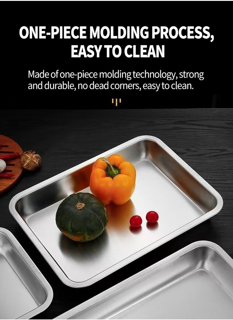 Beirui - 4 Stainless Steel Crisper Boxes, Refrigerator Fresh, Stainless Steel Dinner Plates, Store Fruits, Snacks, Meat, etc. - Image 1