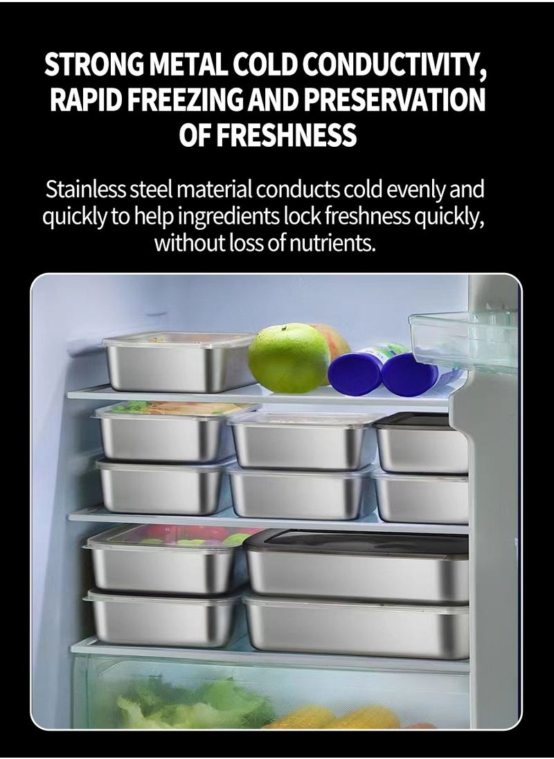 Beirui - 4 Stainless Steel Crisper Boxes, Refrigerator Fresh, Stainless Steel Dinner Plates, Store Fruits, Snacks, Meat, etc. - Image 1