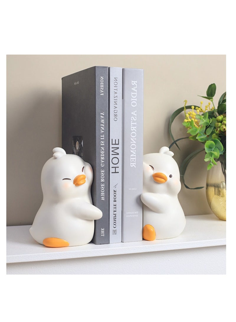 NOVOLAN NOVOLAN Animal Hug Bookends, Cute Animal Decorative Book Stands for Modern Minimalist Office & Living Room Decor, Dual Function Bookends & Decorative Ornaments, for Bookshelves, Desks (beige)  - Image 1