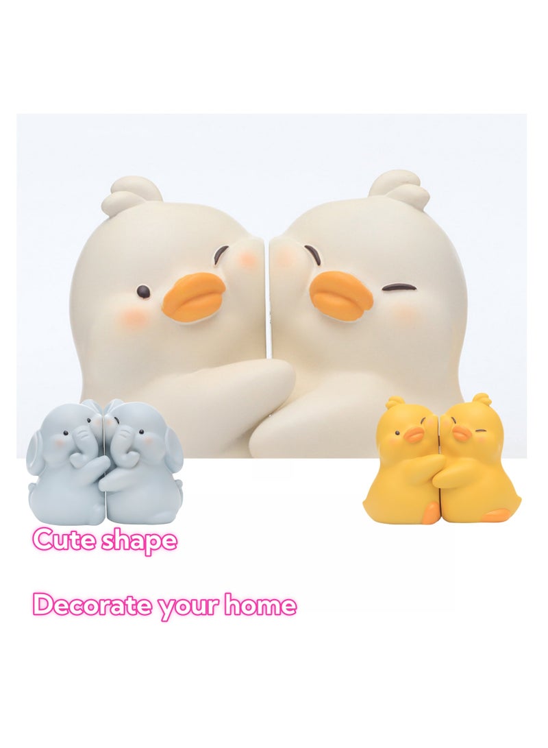 NOVOLAN NOVOLAN Animal Hug Bookends, Cute Animal Decorative Book Stands for Modern Minimalist Office & Living Room Decor, Dual Function Bookends & Decorative Ornaments, for Bookshelves, Desks (beige)  - Image 5