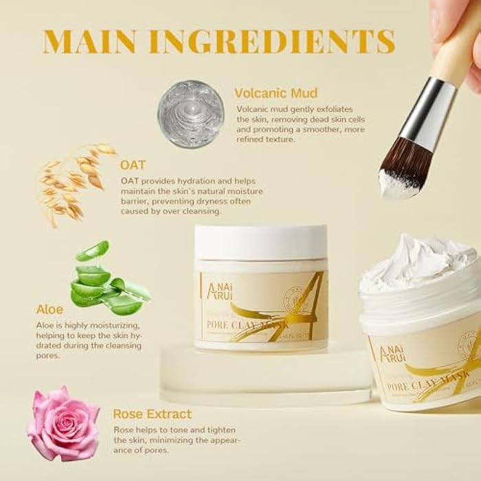 ANAI RUI 2 in-1 Pore SkinCare Set, Pore Clay Mask+Pore Minimizing Serum,Volcanic Pore Clay Mask for Nose&Face, Pore Reducer, Sebum Control Pore Exfoliating Stocking Stuffers Self Care Gifts for Women - Image 4