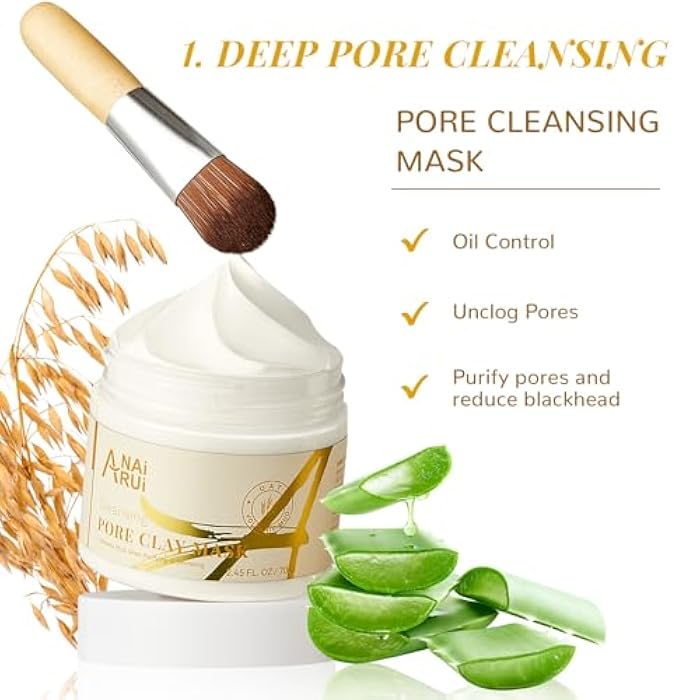 ANAI RUI 2 in-1 Pore SkinCare Set, Pore Clay Mask+Pore Minimizing Serum,Volcanic Pore Clay Mask for Nose&Face, Pore Reducer, Sebum Control Pore Exfoliating Stocking Stuffers Self Care Gifts for Women - Image 2