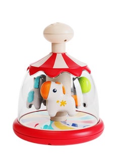 Arabest Press Spin Baby Toy, Tumble Activity Dome Tumble Top Spinning Infants Toy Push Spin, Carousel Colorful Spinning Faces, Activity Learn Cause Effect Toys for 6 Month Plus (Red)  - Image 1