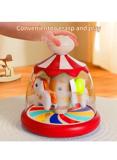 Arabest Press Spin Baby Toy, Tumble Activity Dome Tumble Top Spinning Infants Toy Push Spin, Carousel Colorful Spinning Faces, Activity Learn Cause Effect Toys for 6 Month Plus (Red)  - Image 4