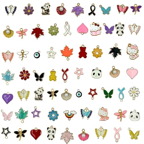 Tdas 30 Pcs Mixed Charms for Jewelry Making, Assorted Bangle Charms Enamel Pendants for Jewellery Aesthetic Necklace Earring Key Chain Bracelet DIY Gold Plated Accessories Color Craft Supplies (30) - Image 1