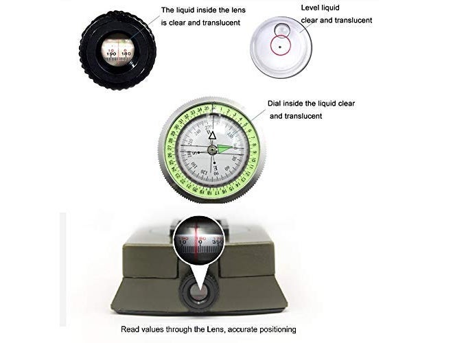 C DEVICE بوصلة عسكرية مهنية عالية الدقة مقاومة للماء من كاسون (جهاز سي) لتحديد الاتجاهات (8 × 6.5 × 3 سم، أخضر) - Image 4