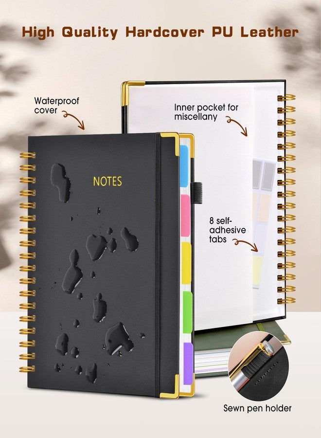 dilitego Hardcover Spiral Notebook journal with Removable Dividers Tabs, 300 Pages Leather 5 Subject Notebook College Ruled, 8"x10" Large B5 Notebooks for Work School Note taking, Lined Journal for Women,Black - Image 2