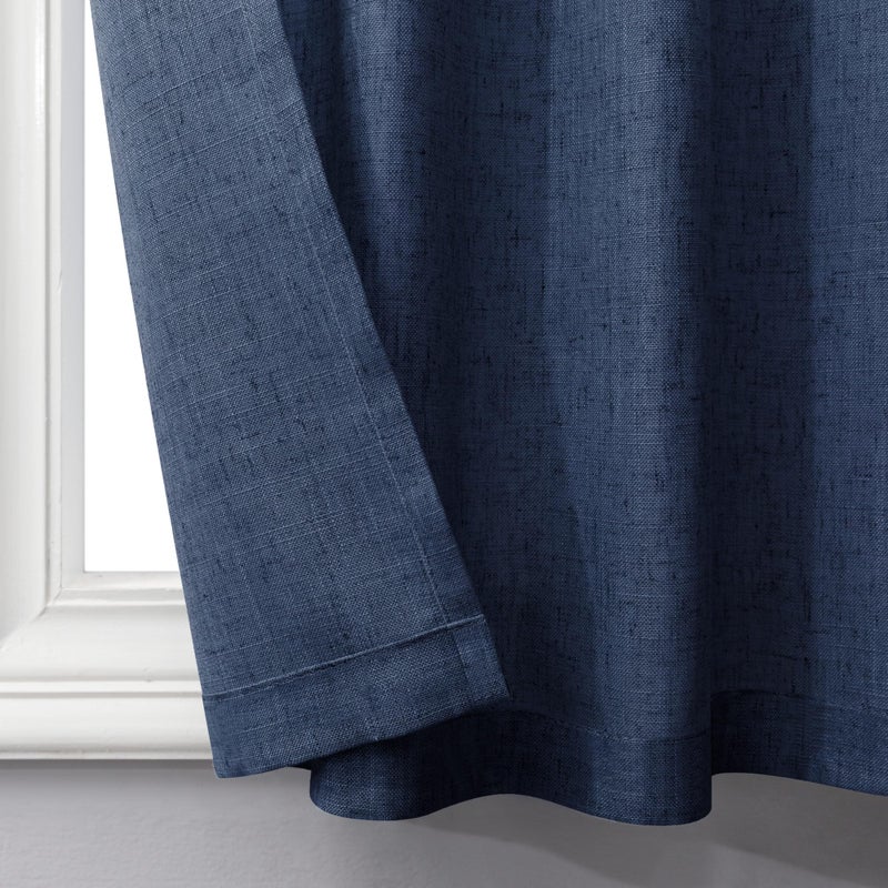 Pitalk Navy Blue Half Curtains for Windows 36in Long Flax Linen Kitchen Back Tab Pocket Semi Privacy Glare Control Energy Efficient Short Dark Blue Curtain for Small Window Bathroom 30 x 36 Length 3FT - Image 5