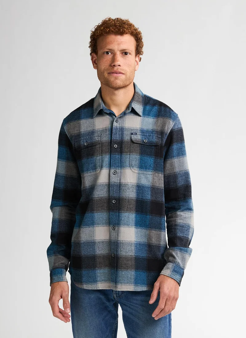 Men Shirt Long Sleeve Check