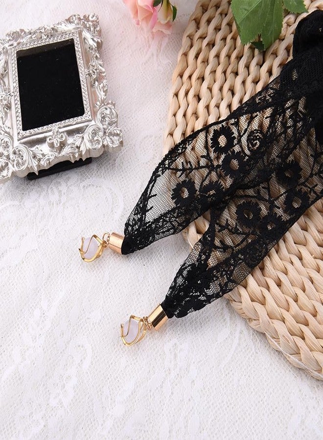 Sisadodo Black Lace Neck Scarf for Woman Long Neckerchief Scarf Belt for Women Waist Lace Hair Band for Women's Hair Long Laces Headband Neckerchief for Woman Skinny Head Scarfs for Women's Hair - Image 5