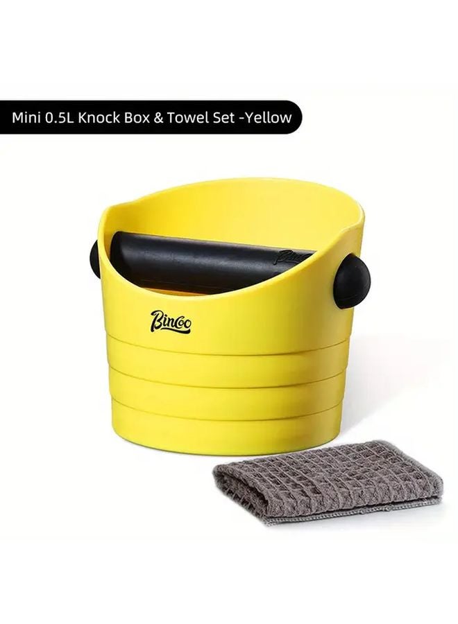Yellow Coffee Knock Box Set 2PCS 0 5L Slag Bucket and Absorbent Towel for Espresso - Image 1