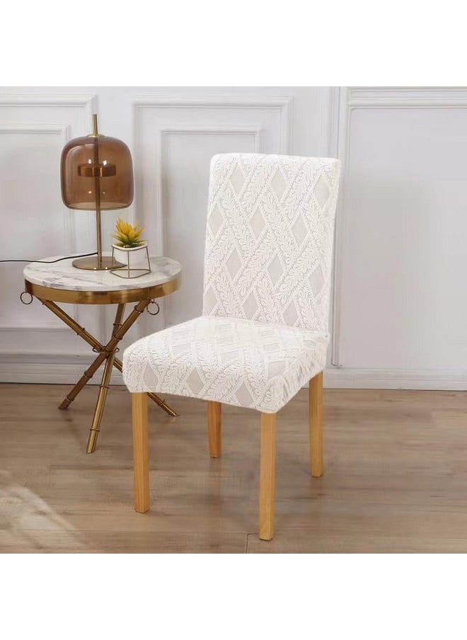 Styleys Styleys Elastic Chair Cover Stretch Removable Washable Short Jacquard Dining Chair Cover Protector Seat Slipcover (Pack of 4, Ivory, JCMC37)  - Image 2