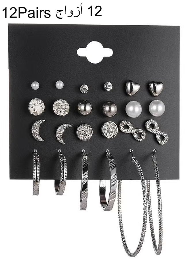 Happy D New Luxury Mixed Copper Luxury Cotton Loop Earrings with Artificial Pearl for Women - Image 1