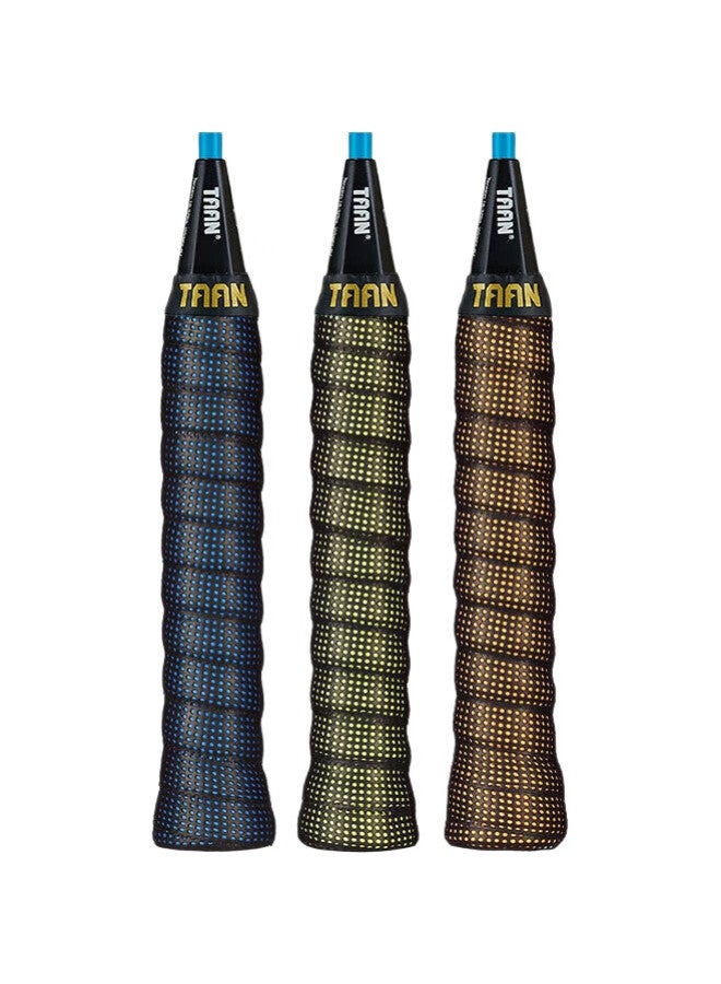 Taan Badminton Grip Tape, Double-Layer Sweat-Absorbing, Patented Version, 3-Pack Tw090, Black And Blue + Black And Yellow + Black And Orange - Image 3