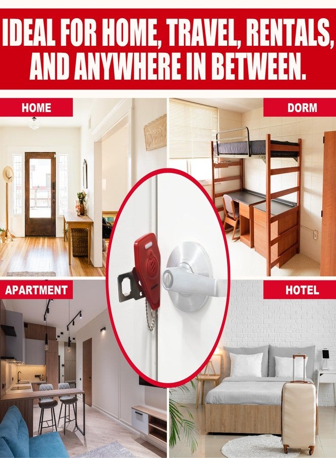 SecurityMan Portable Door Lock for Hotel, Apartment, & Travel - Renter Friendly Apartment Door Lock - Loud 130dB LED Alarm - Rechargeable Door Locks for Travelers - Hotel Room Security Devices - Red - Image 3