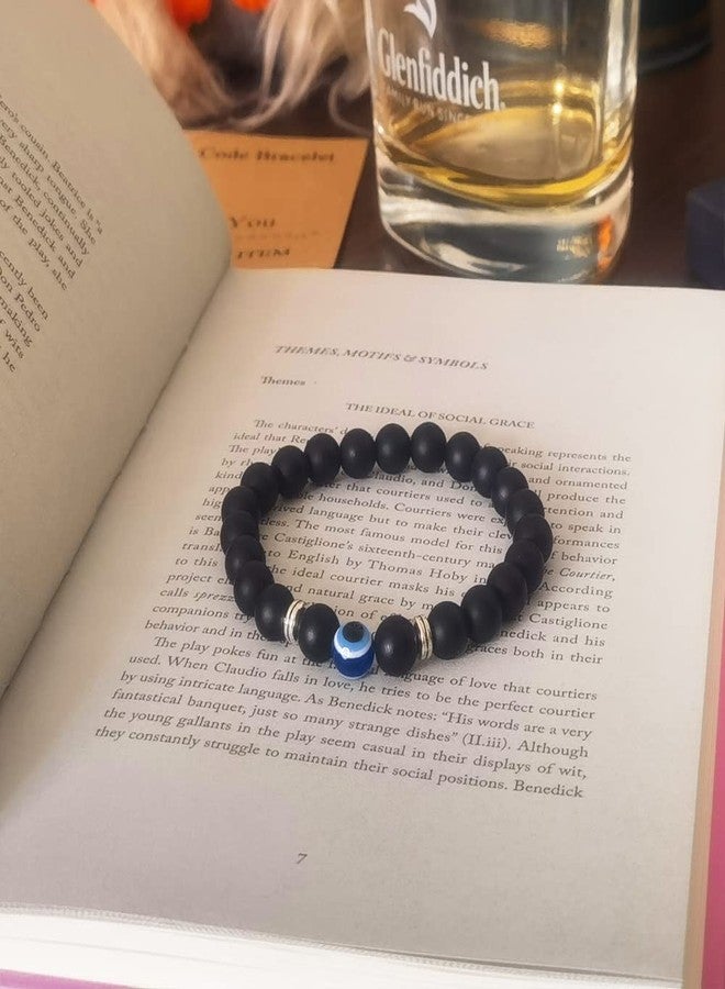 Dhdgzq Blue Evil Eye Bracelets,Mens Bracelet,Evil Eye Lucky Bracelet for Protection Blessing,Black Bead Protection Jewelry Handmade Beach Bracelet for Women Men Spiritual Gift (Black) - Image 4