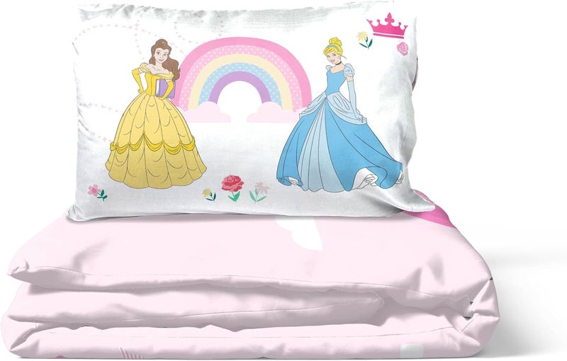 Jay Franco Disney Princess Rainbow 100% Cotton Single Duvet Cover Set - Includes 50 x 70 cm Pillowcase - Image 5