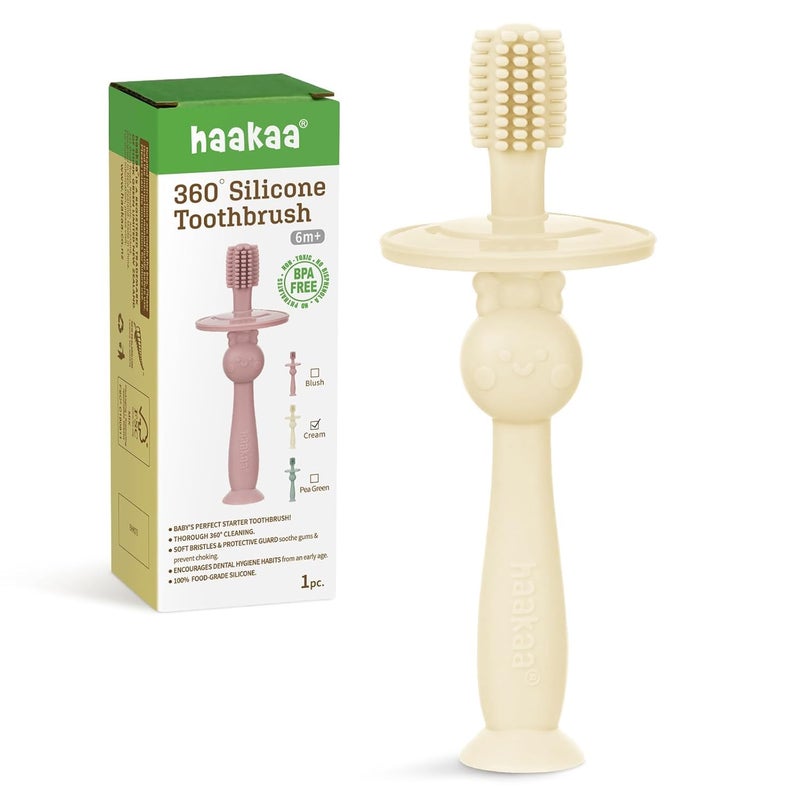 Haakaa - 360° Silicone Toothbrush - Oat
