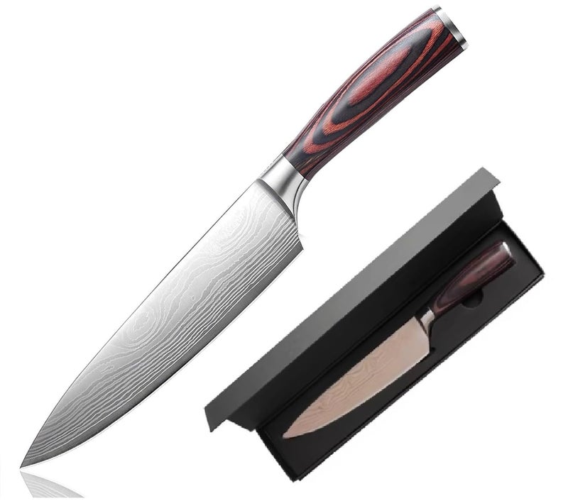 ZEUTER 8Inch High Carbon German Stainless Steel Kitchen Chefs Knife for Cutting and Chopping Santoku Knife Damascus Knife Butcher Knife Sharp Knife Kitchen Big Knife Meat Cutting1pcs - Image 1
