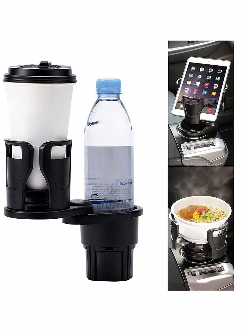 Car Cup Holder Expander Adapter, 2 in 1 Universal Dual Cup Mount Extender Organizer 360° Rotating Adjustable Base Water Cup Drink Holder - Image 5
