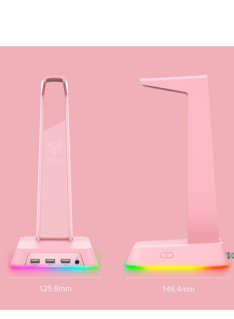 أونيكوما حامل سماعة ONKUMA مع إضاءة RGB وثلاثة منافذ USB 2.0 ومنفذ 3.5 مم - Image 3