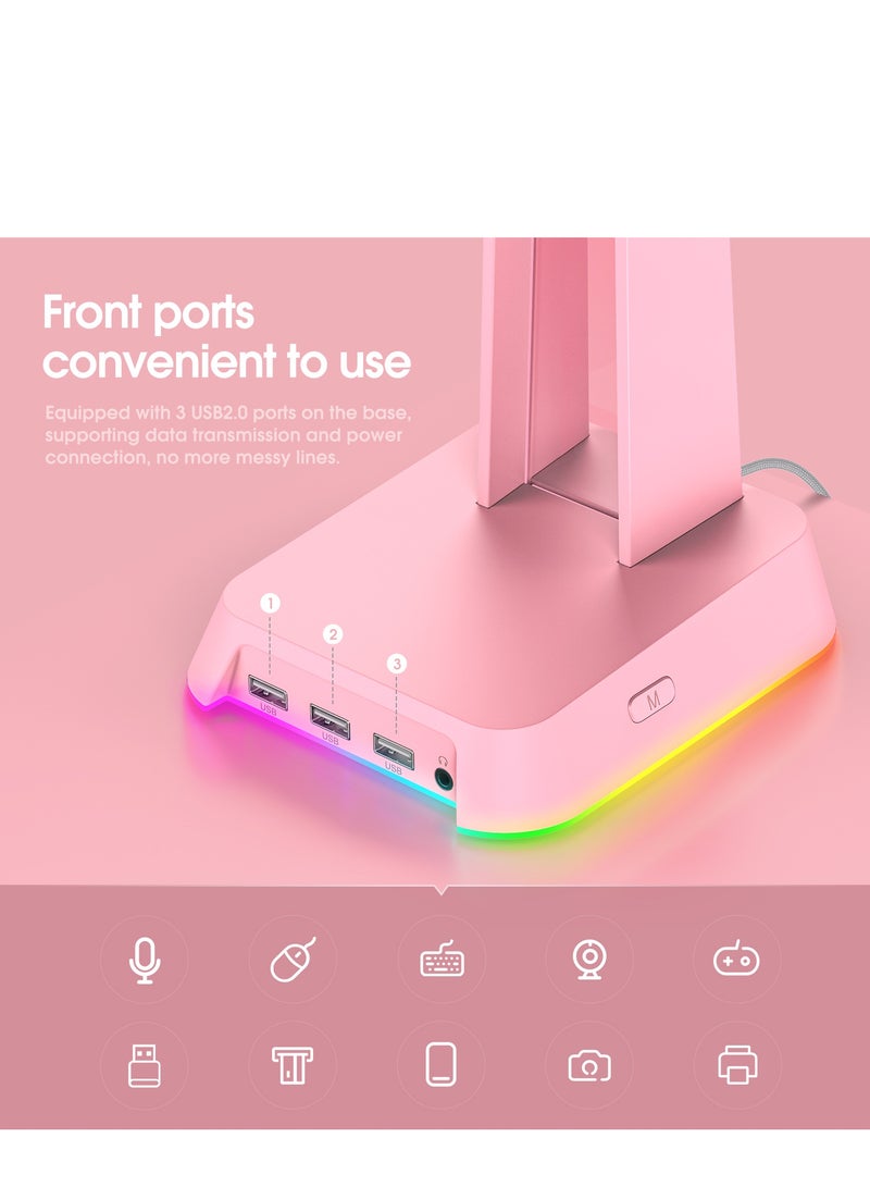 أونيكوما حامل سماعة ONKUMA مع إضاءة RGB وثلاثة منافذ USB 2.0 ومنفذ 3.5 مم - Image 5