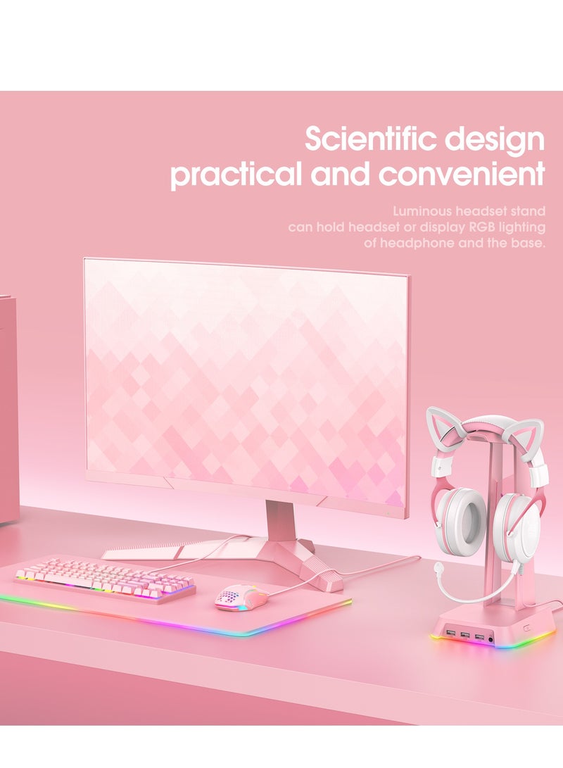 أونيكوما حامل سماعة ONKUMA مع إضاءة RGB وثلاثة منافذ USB 2.0 ومنفذ 3.5 مم - Image 2