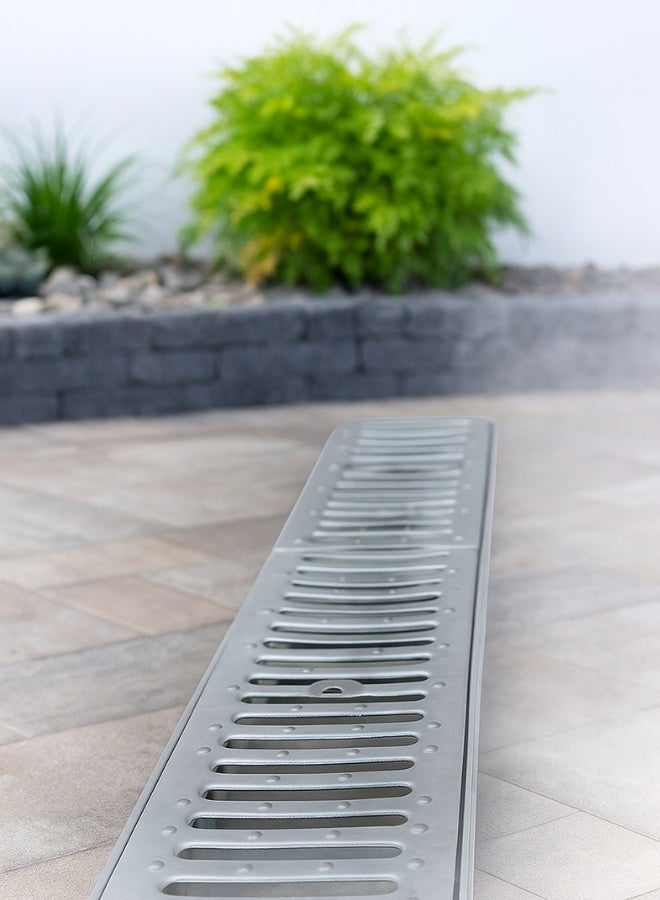 Dakota Full Plastic Gratting with Platic Body 100x15 cm | A-125 Load Class   for Kitchen, Water Rain Storm, Wet Room, Garden,Butchery Area,Fish Market,Ablution Area and all Indoor and Out Door Spaces (1Mtr Length ) 100x15 Poly Propline Plastic, Loading A-125(1.5 Ton)-Made in Italy| Grey Drain Grate. - Image 4