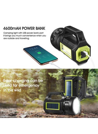 Solar Flashlight Double Light Source Red Usb Multi-Function Cob Emergency Warning Searchlight Hand Lamp - view 2