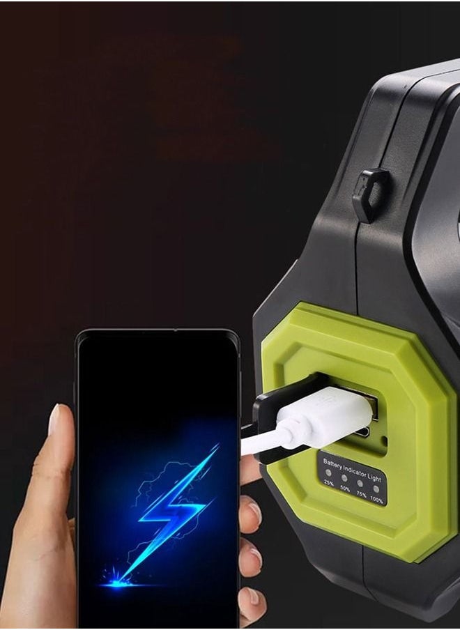 صحراء الواحة مصباح يدوي يعمل بالطاقة الشمسية، مصدر ضوء مزدوج، أحمر USB متعدد الوظائف، كشاف تحذيري للطوارئ، مصباح يدوي  - Image 5