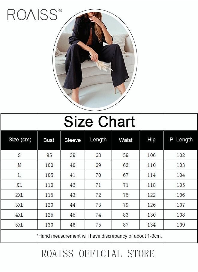 Ladies Comfortable Cotton Linen 2 Piece Suit for Daily Commute - Shirt and Wide Leg Pants Set with Simple Loose Fit Design for Leisure - pzsku/Z28795F49BC45666DA518Z/45/_/1691377986/c2d83c1c-e8be-47ec-8b55-2abc4f691c97