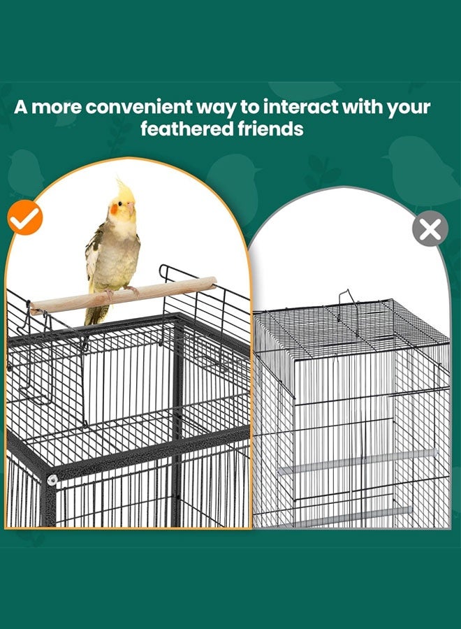 WAMIT Bird Cage, 95CM Open Top Standing Parrot Parakeet Cage with Rolling Stand Play Top,large birdcage Black - Image 4