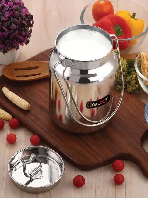 GALOOF Steel Milk Can With Lid And Handle Akhand Jointless Milk CanOil CanMilk BarniOil Pot 3000 ML - Image 5