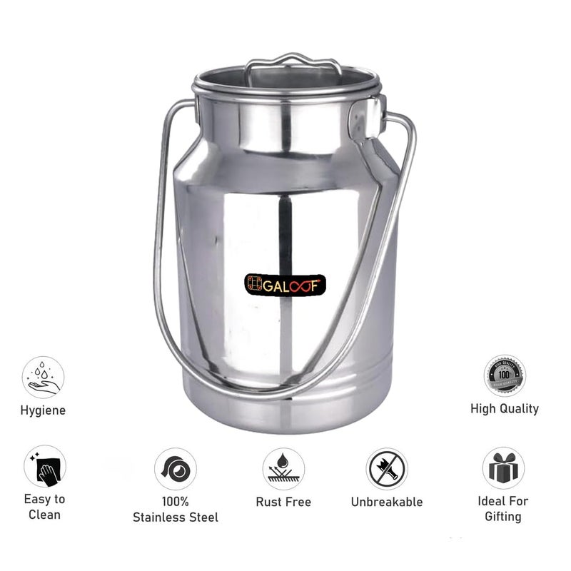 GALOOF Steel Milk Can With Lid And Handle Akhand Jointless Milk CanOil CanMilk BarniOil Pot 3000 ML - Image 3