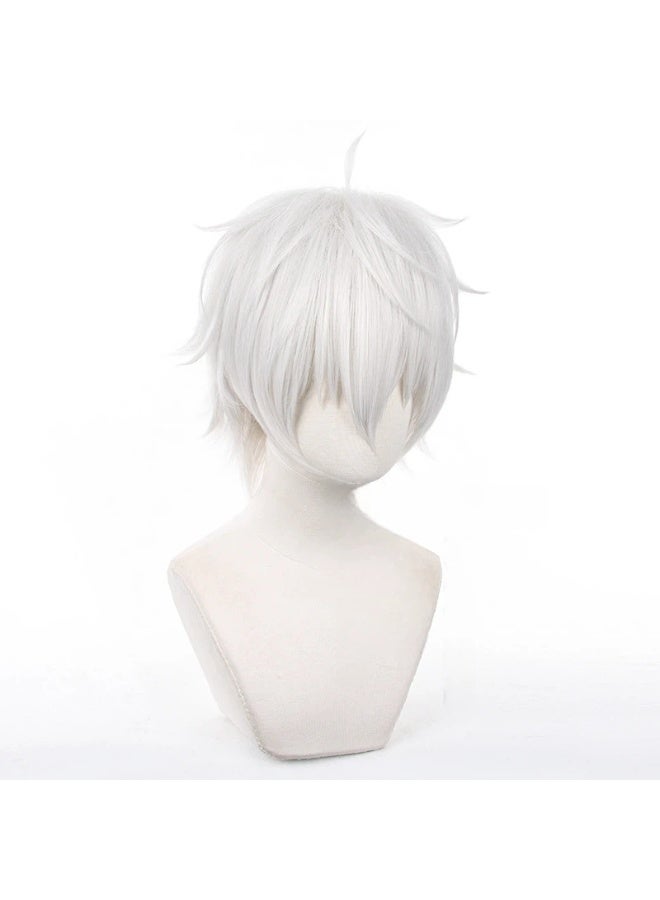 عام الأزرق قفل سيشيرو ناجي شعر مستعار تأثيري الفضة الأبيض مكافحة مشوه هدية قصيرة للعائلة والأصدقاء - Image 2