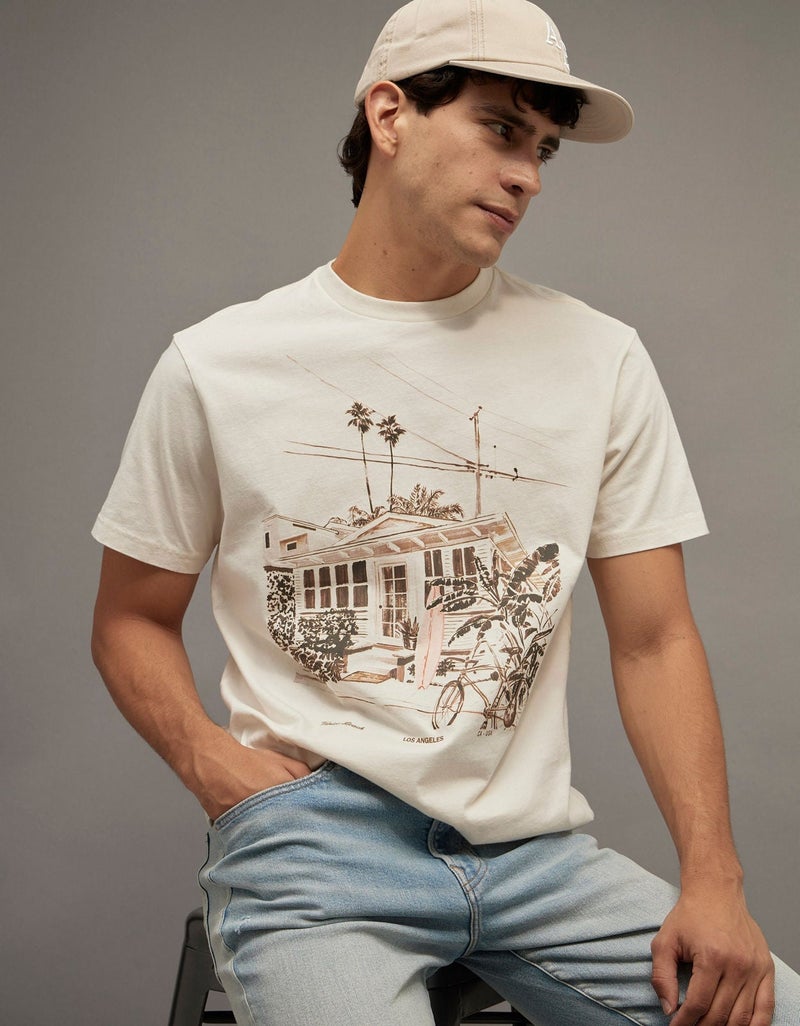 American Eagle AE Standard Fit Destination Graphic T-Shirt - Image 1