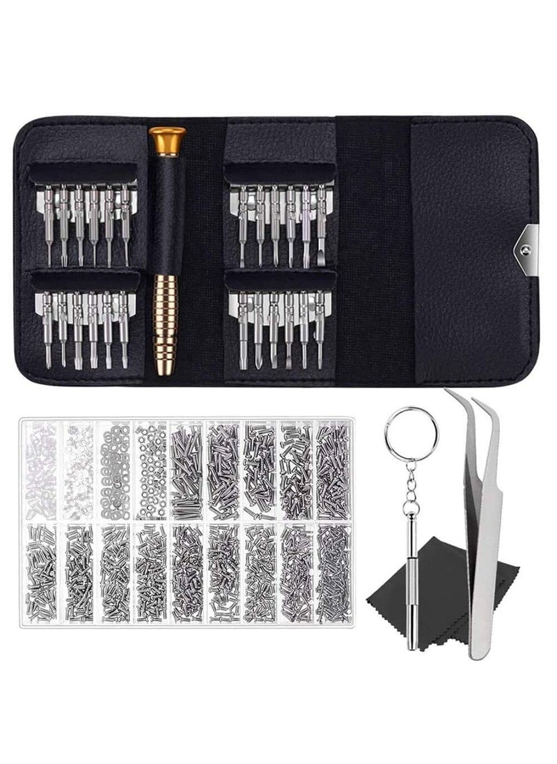 DIY Crafts DIY Crafts CTDIYHI44818 Eyeglass Repair Kit with 25 Pcs Precision Eyeglass Screwdriver Set and 1000Pcs Glasses Screws for Eyeglasses  - Image 1