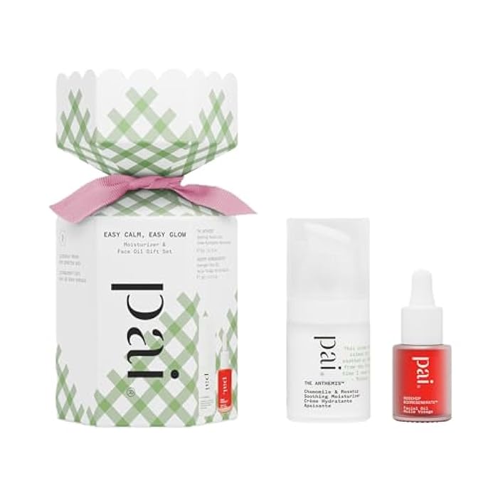 Pai Skincare - Easy Calm, Easy Glow Moisturizer + Face Oil Gift Set | The Anthemis Moisturizer (15mL) + Rosehip Bioregenerate Overnight Oil (10 mL) | Natural, Vegan, Sensitive Skin Safe (2 Piece Set) - Image 1