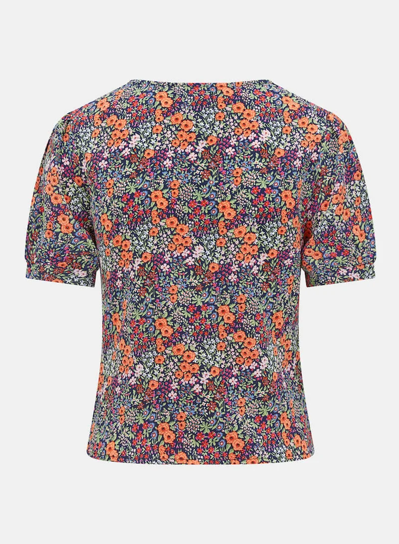Needs No Label  Multicoloured Floral Ruched Top for Women | Best Price UAE