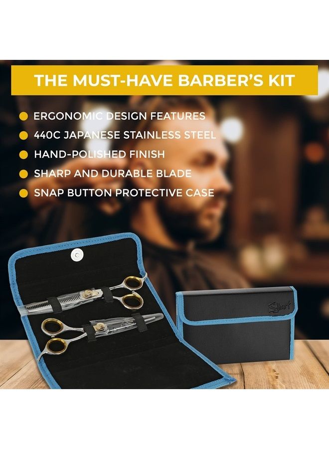 SHARF Gold Touch Barber Kit 6.5 Inch Straight Shears and 6.5 Inch, 30-Tooth Thinning Shears 440C Japanese Stainless Steel Professional Barber Scissors for Men and Women - Image 4