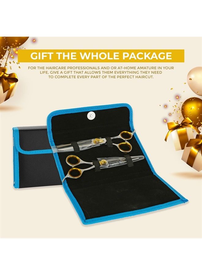 SHARF Gold Touch Barber Kit 6.5 Inch Straight Shears and 6.5 Inch, 30-Tooth Thinning Shears 440C Japanese Stainless Steel Professional Barber Scissors for Men and Women - Image 5