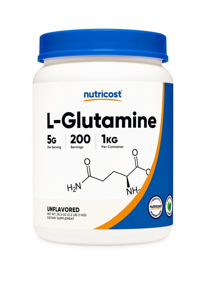 Nutricost L-Glutamine,5G Per Serving - 200 SERVINGS | 1 KG Per COntainer,Unflavored Net Wt.35.7 Oz (2.2 LB) 1 KG Dietary Supplement  - Image 1