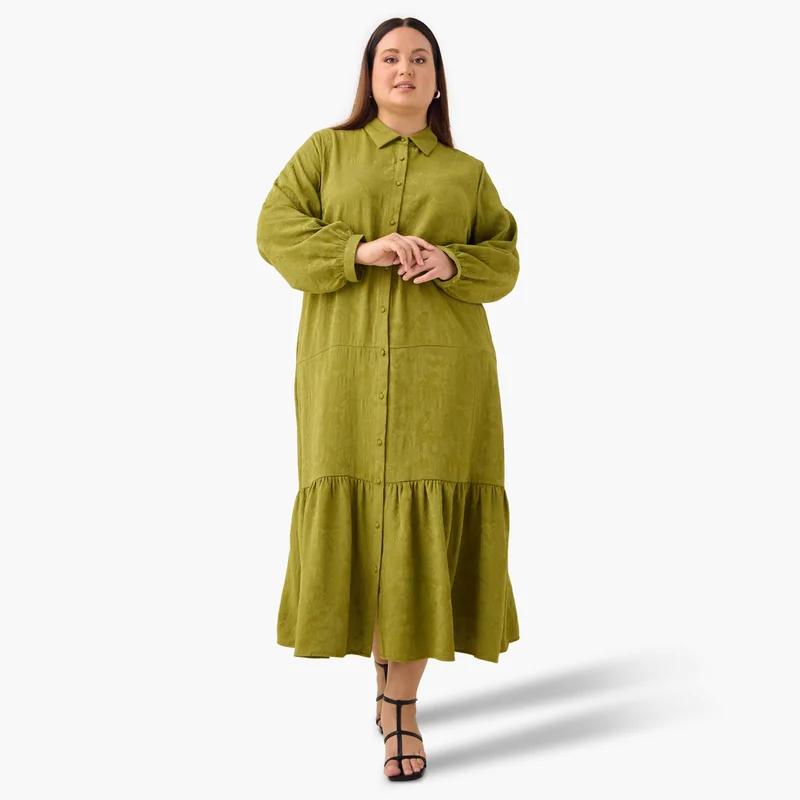  أولا بوبكن Jacquard Tier Dress