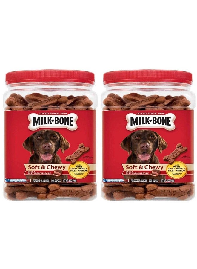 MILK-BONE Soft & Chewy Dog Treats, Beef & Filet Mignon, 25 Ounce Jar (Pack Of 2) - Image 1