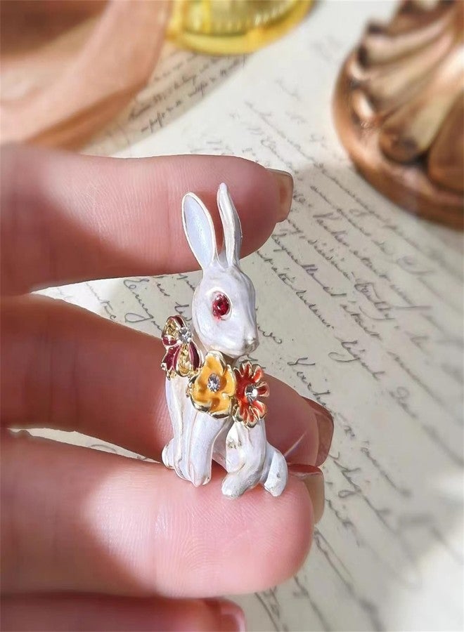 RLHRNDE Pearl Rabbit Brooch Pin for Women Easter Daisy Flower Brooch Vintage Gold Plated Enamel Animal Pin Clip Elegant Scarves Sweater Dress Jewelry Accessories (Flower, Pink) - Image 4
