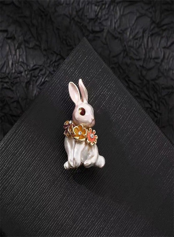 RLHRNDE Pearl Rabbit Brooch Pin for Women Easter Daisy Flower Brooch Vintage Gold Plated Enamel Animal Pin Clip Elegant Scarves Sweater Dress Jewelry Accessories (Flower, Pink) - Image 3