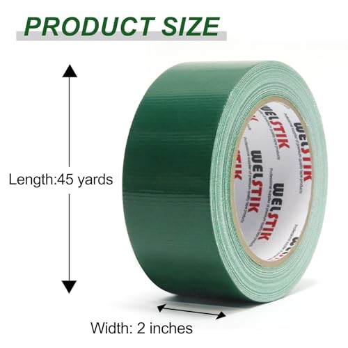 WELSTIK Professional Grade Dark Green Duct Tape, Waterproof Duct Cloth Fabric,Duct Tape for Photographers,Repairs, DIY, Crafts, Indoor Outdoor Use (2 Inch X 45 Yards, Green) - Image 2