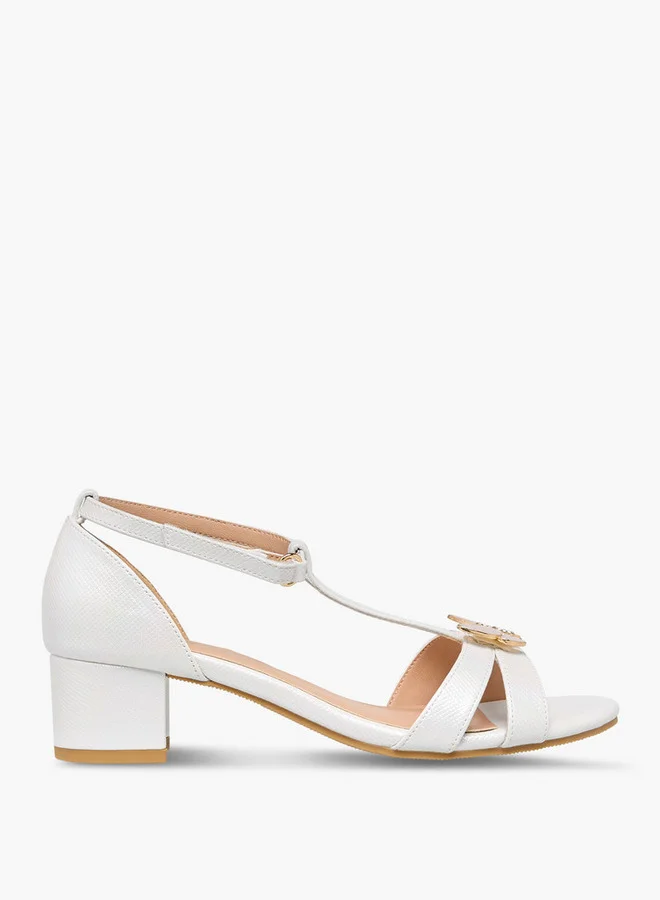 Celeste Girls' Butterfly Accent Block Heel Sandals with Hook and Loop Closure