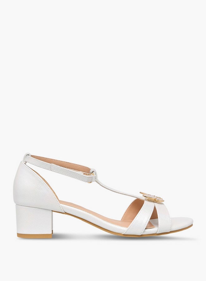 Celeste Girls' Butterfly Accent Block Heel Sandals with Hook and Loop Closure - Image 1